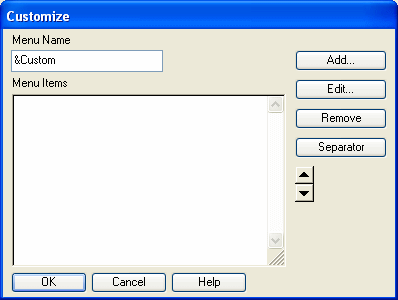 Image shows the Customize dialog box.