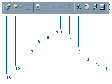 Image shows the standard Interactive Reporting toolbar.