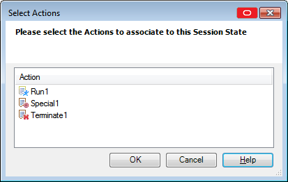 Kiosk Manager Select Actions dialog