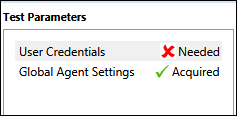 Test Parameters when User Credentials are not acquired