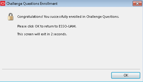 Challenge Question enrollment completed