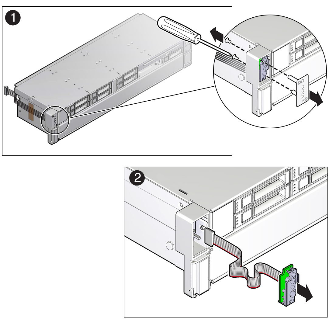 image:Figure showing the removal of the left LED indicator                                         module.