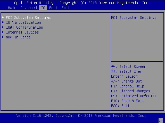 image:Graphic showing the IO menu in the BIOS Setup Utility