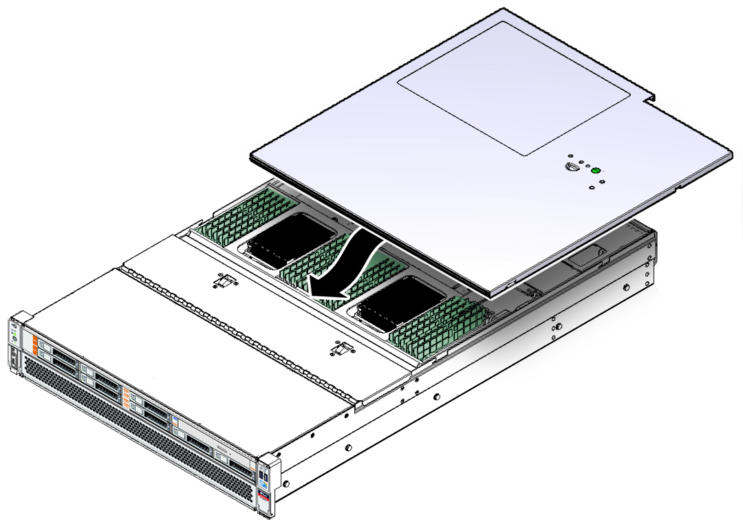 image:Figure showing the server top cover being installed.