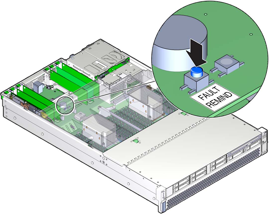 image:Figure showing the location of the Fault Remind Button.