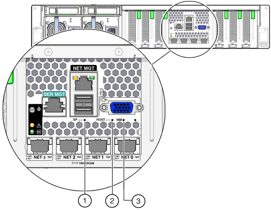 image:Figure showing the location of pinhole switches on the server rear                             panel.