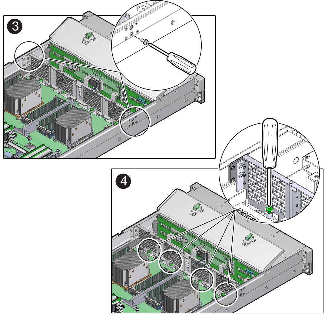 image:Figure showing the chassis mid-wall being removed from the server.