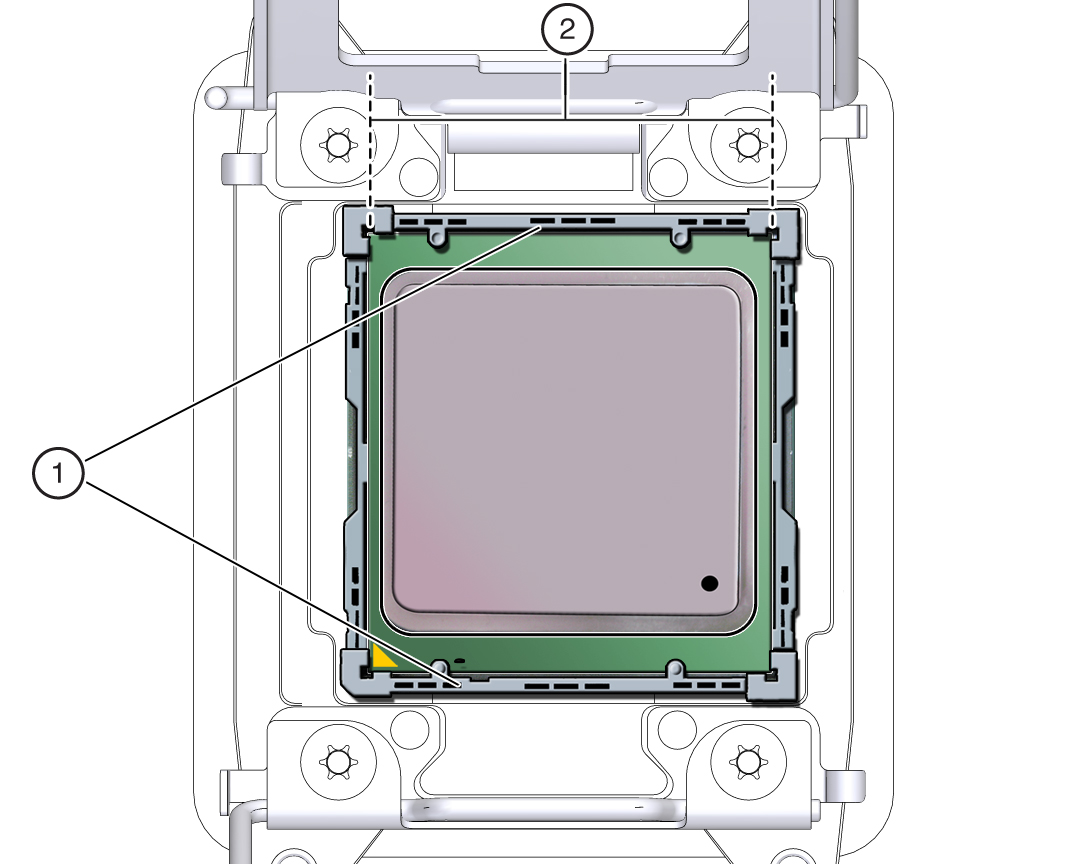 image:Graphic showing a smaller processor installed in a motherboard                             processor socket.