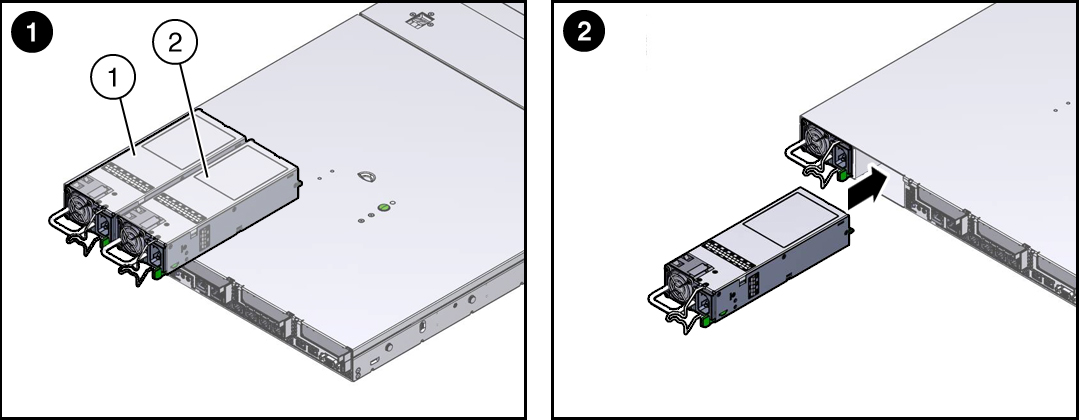 image:Figure showing how to remove a power                                 supply.