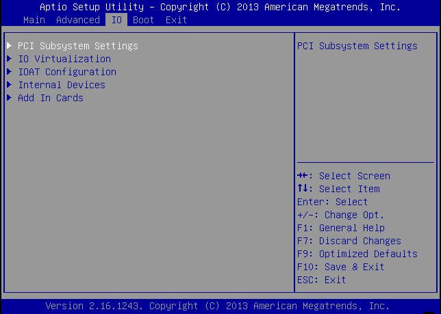 image:Graphic showing the IO menu in the BIOS Setup Utility