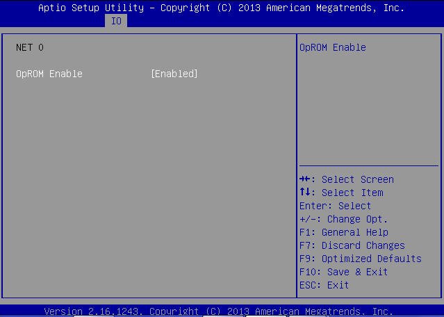 image:This figure shows the BIOS Option ROM settings within the IO                                 Menu.