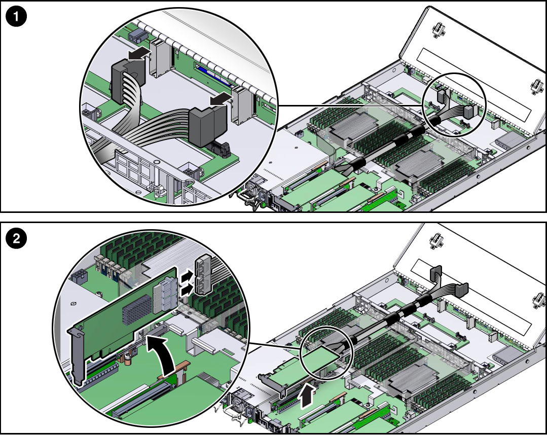 image:Figure showing how to remove the NVMe cables.