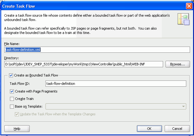 Create Task Flow dialog