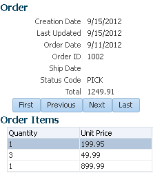 order form and order items table