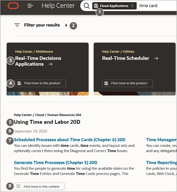 Oracle Help Centerの検索結果