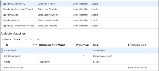 キャンペーンのエンティティ・マッピングのスクリーンショット