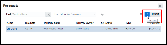これは、「売上予測」ランディング・ページの表ビューの
スナップショットです。