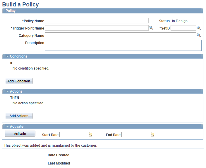 Build a Policy page