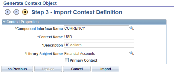 Generate Context Object page (3 of 4)