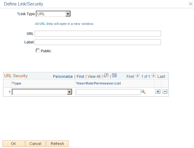 Define Link/Security page
