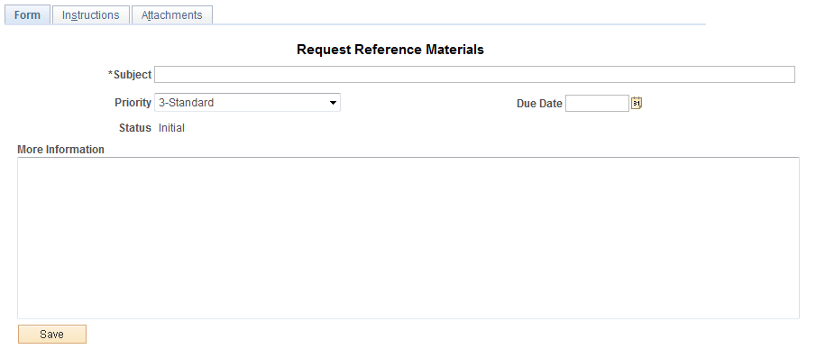 Form page showing a new form instance that has not been completed