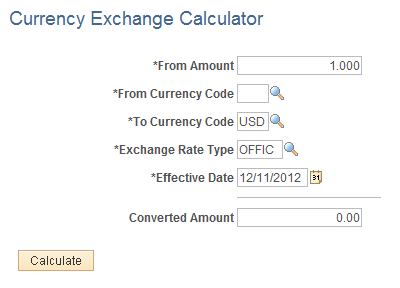 Currency Exchange Calculator page