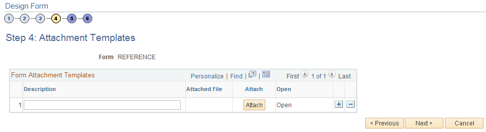 Design Form - Step 4: Attachment Templates page