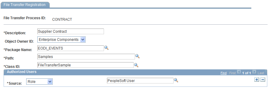 File Transfer Registration page