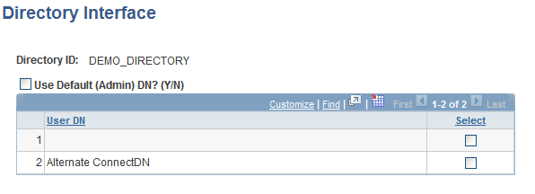 Modify Connect DN - Directory Interface page