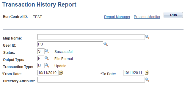Transaction History Report page