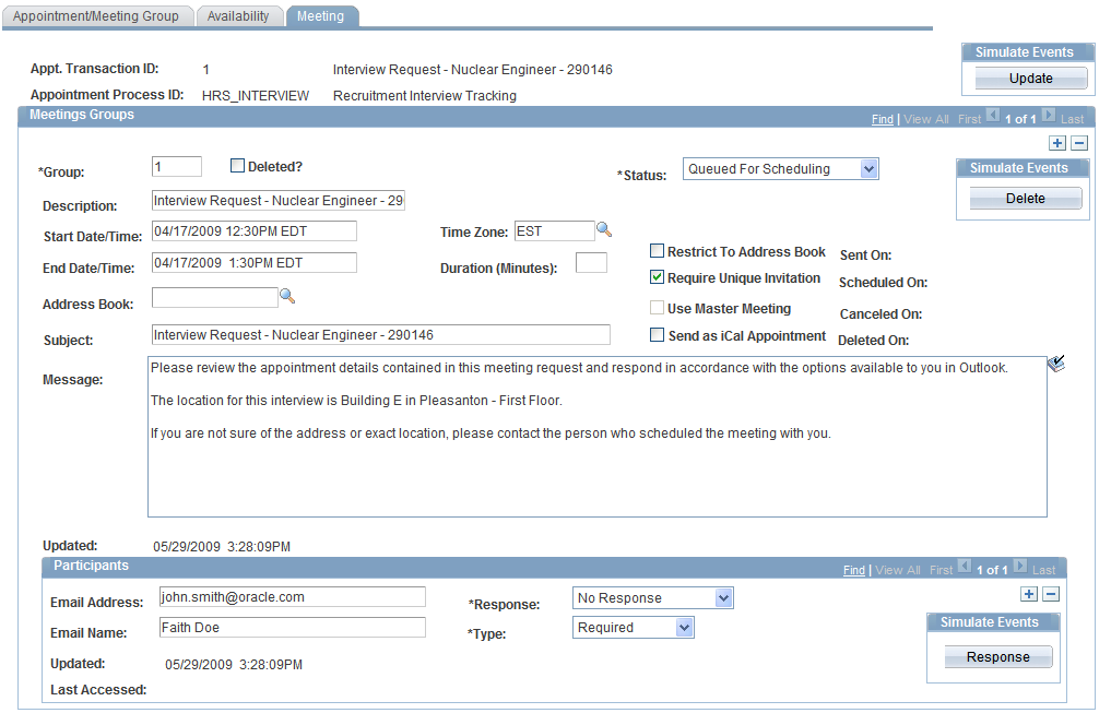 Appointment Queue - Meeting page