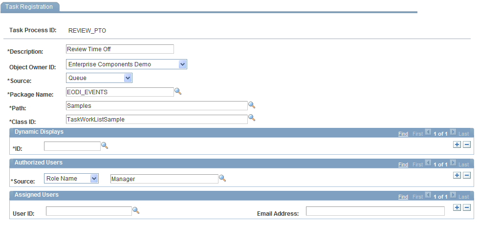 Task Registration page