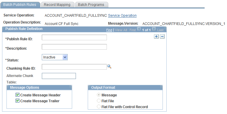 Batch Publish Rules page