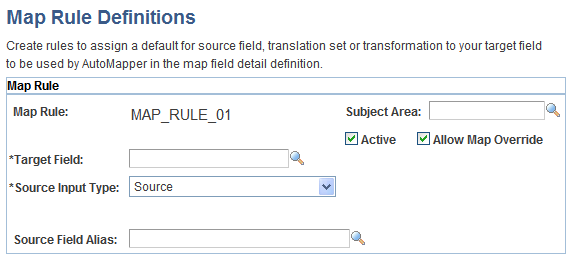 Map Rule Definitions page