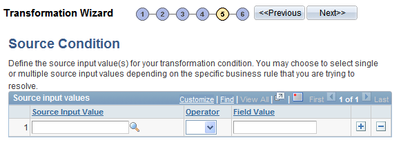 Transformation Wizard - Source Condition page