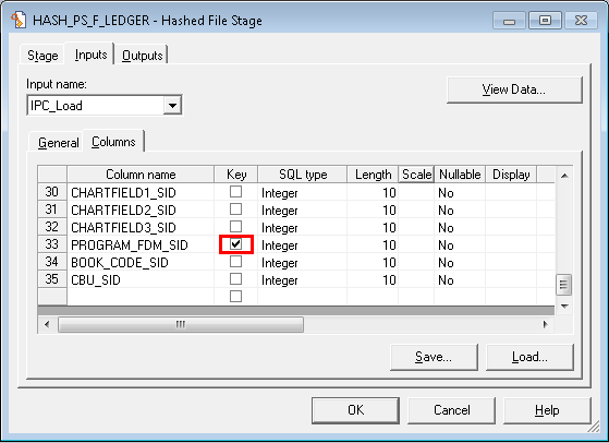 Specifying keys in the HASH_PS_F_LEDGER hashed file stage