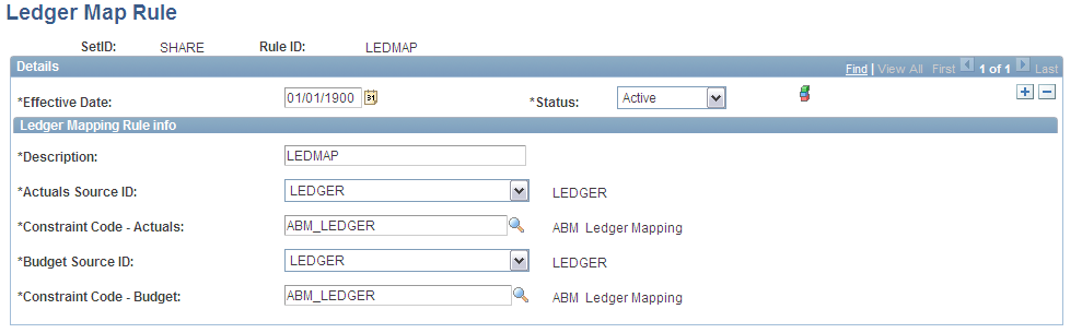 Ledger Map Rule page