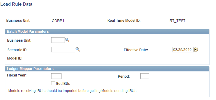 Load Rule Data page