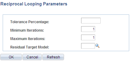 Reciprocal Looping Parameters page