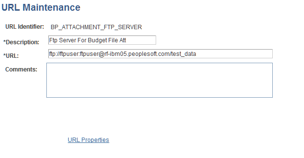 URL Maintenance page