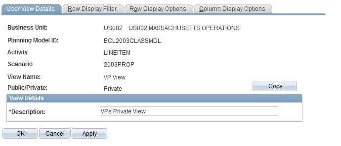User View Details page