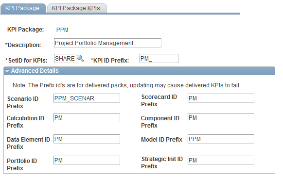 KPI Package page