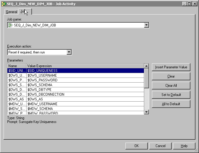 Job Activity box with Job tab selected