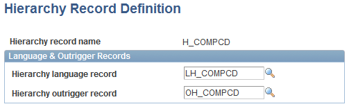 Hierarchy Record Definition page