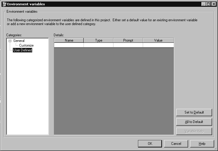 Environment Variables Window