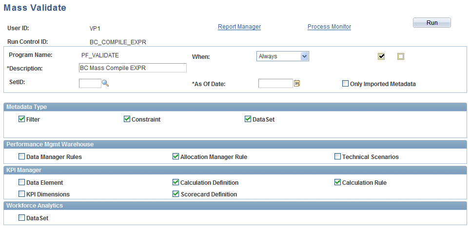 Mass Validate page