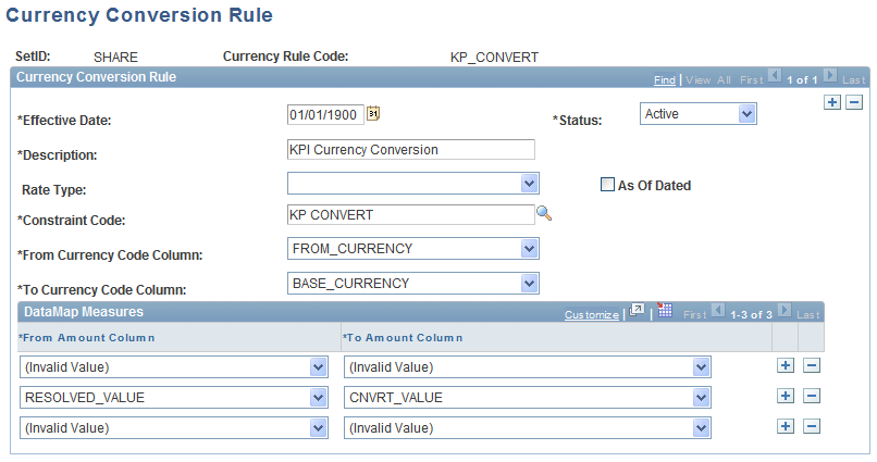 Currency Conversion Rule page