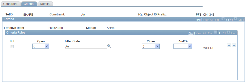 Criteria page