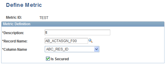 Define Metric page