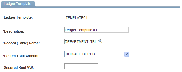 Ledger Template page